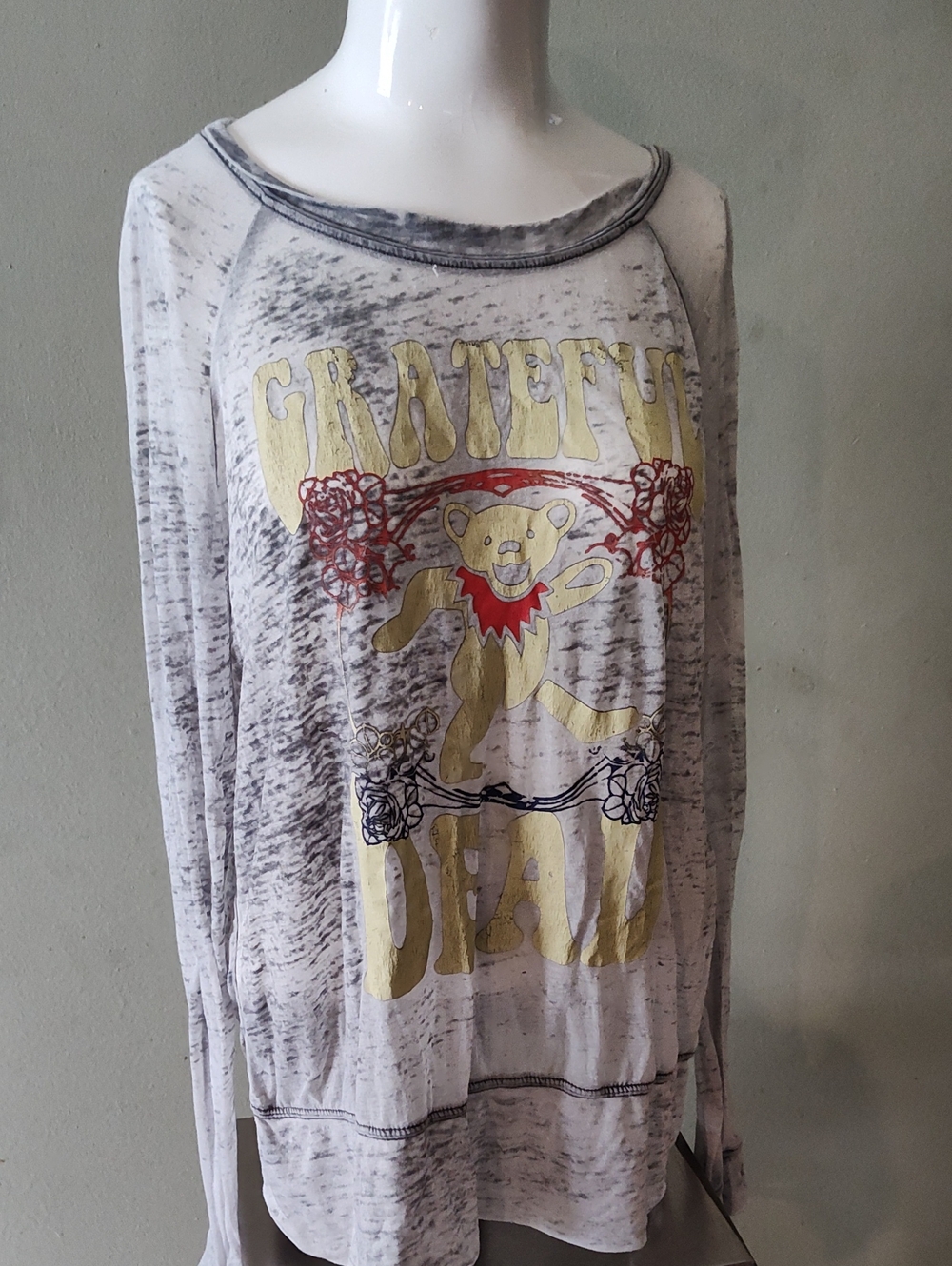 Grateful Dead 50th Anniversary Burnout Long Sleeve Dancing Bear T-shirt